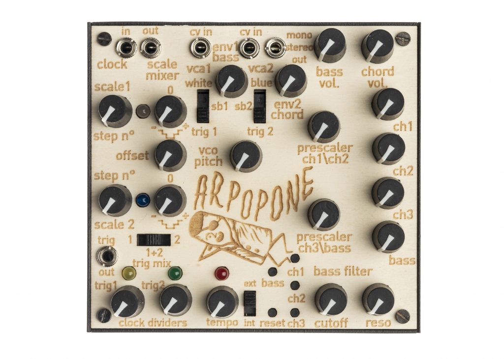 Arpopone is a melody/bass line generator with a chord  and  rhythmic section